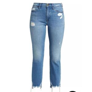 Frame
Le High High-Rise Distressed Stretch Straight-Leg Jeans size 27